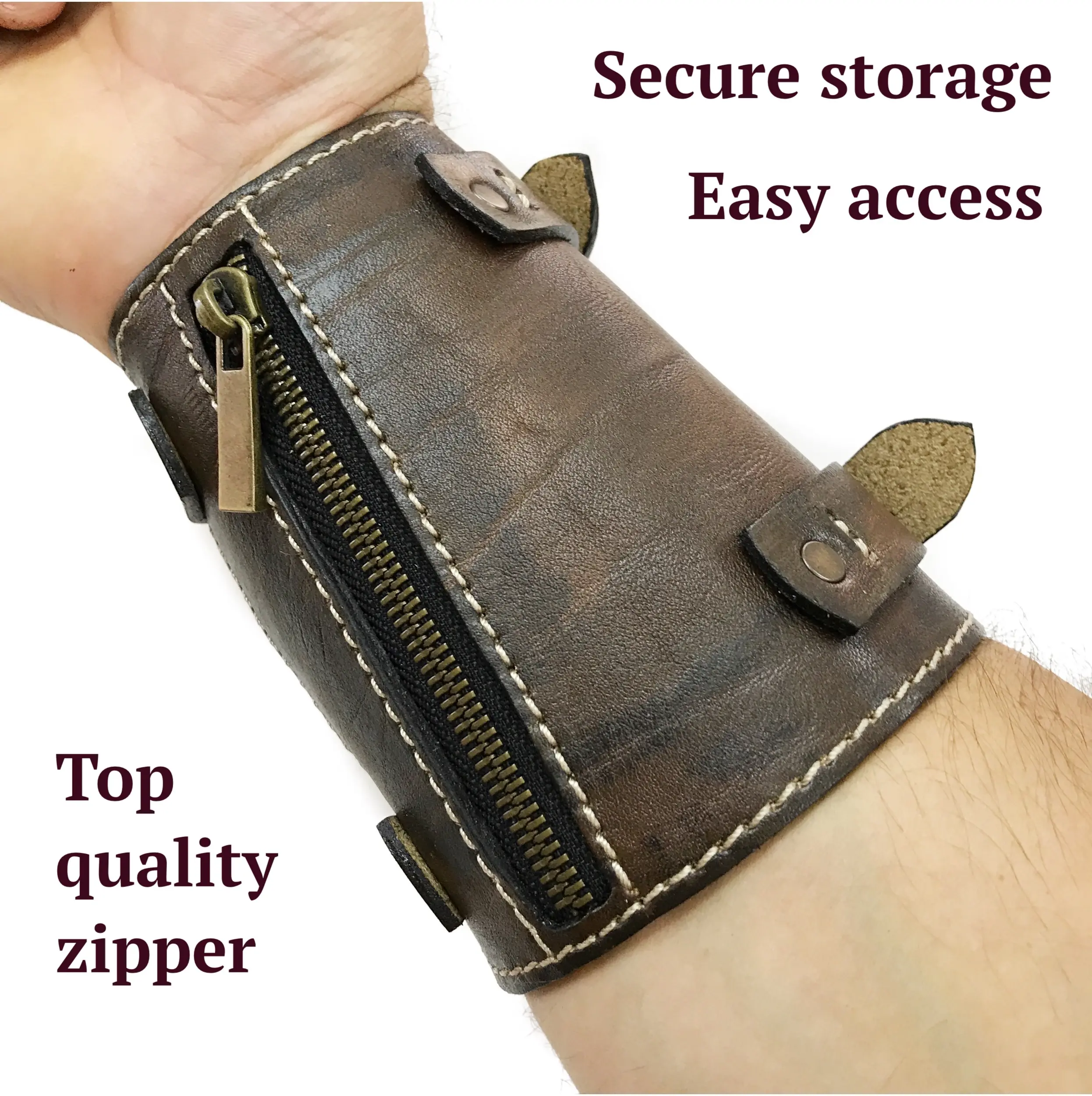 Genuine Leather Wrist Wallet Pouch