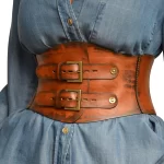 Patina leather corset belt plus size