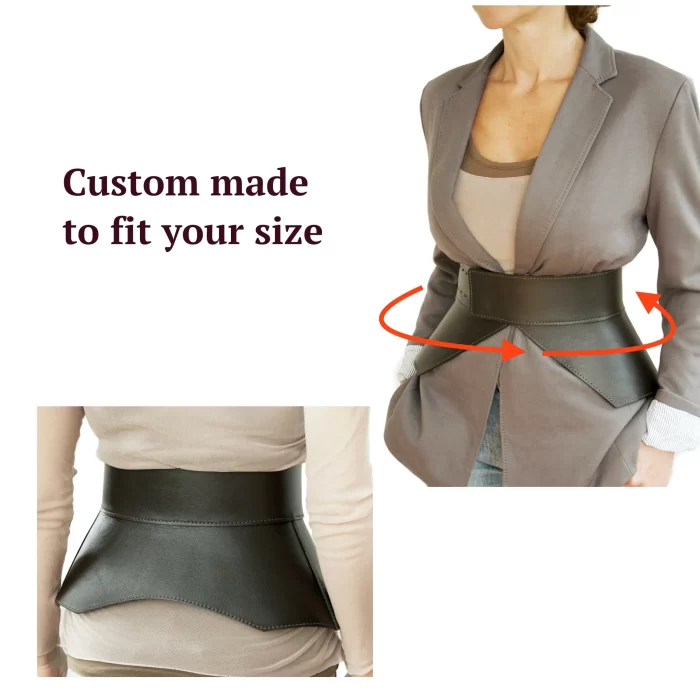 Custom size leather peplum belt