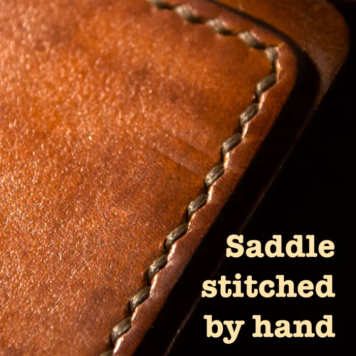saddle stitched by hand