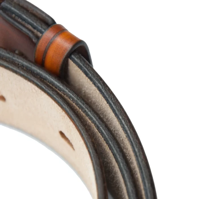 Leather belt with solid brass buckle