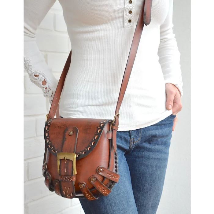 Boho style leather bag