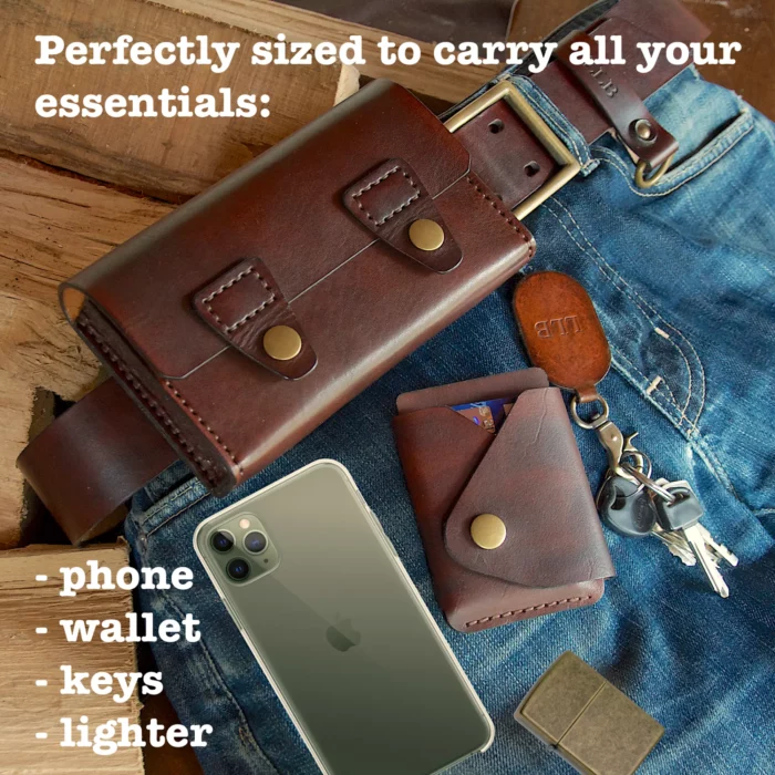 Leather belt pouch for phone