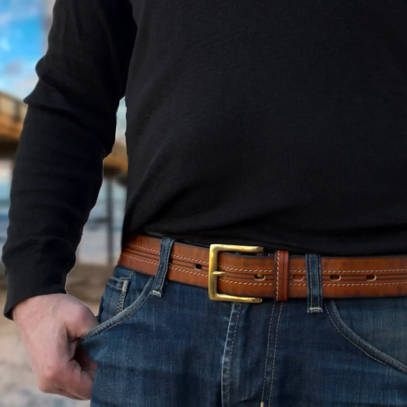 Men's leather belts