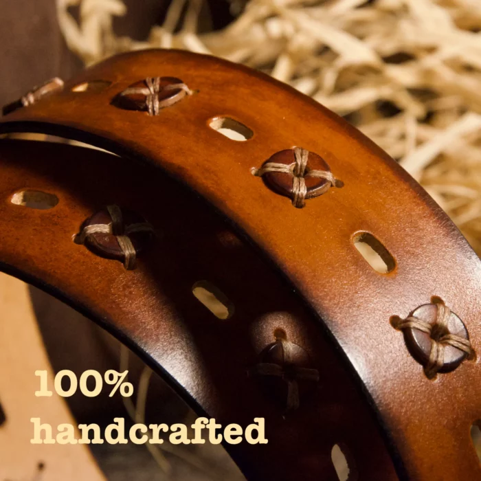 Hand-stitched leather belt