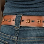 Wide leather belt for jeans
