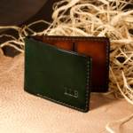 Bifold green leather wallet