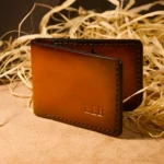 Bifold tan brown leather wallet