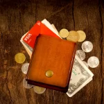 Leather wallet with coin holder