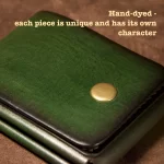 Hand dyed green leather patina wallet