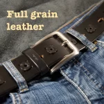 full grain black leather womens belt