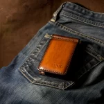 Mens leather wallet with money clip