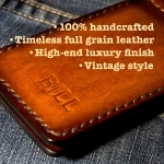 full grain leather wallet money clip