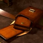 leather bum bag for passport and wallet