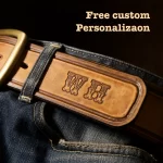 Custom personalized wide mens leather belt