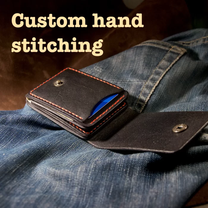 Custom hand stitching leather wallet mens