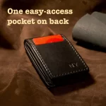 Black leather wallet with easy-access pocket on back