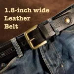 1,8 inches wide black leather belt mens