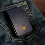 Customized Mens Blue Wallet in Deep Blue Leather