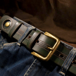 Full grain leather belt green