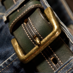 Wide mens green leather belt