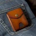 Compact vegetable tanned full grain leather wallet for Cash & Cards